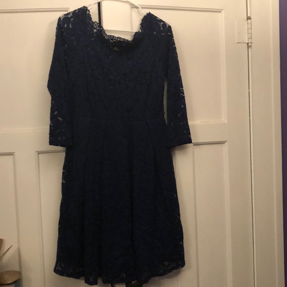 Navy off-shoulder elegant dress